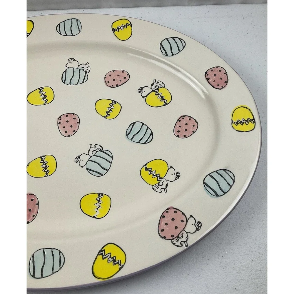 Peanuts Snoopy Easter Egg Oval Platter Ceramic Serving Dish 14.5